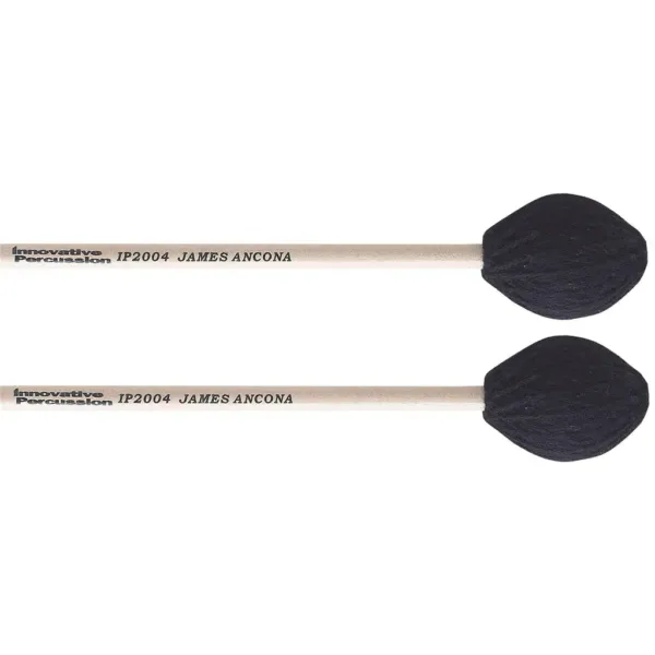 INNOVATIVE PERCUSSION IP2004 JAMES ANCONA HARD MARIMBA MALLETS BLACK YARN BIRCH